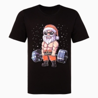 Футболка мужская новогодняя &laquo;Спортивный дед мороз&raquo;, цвет чёрный, размер 58