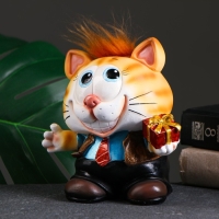 Копилка "Котик с подарком" рыжий чуб 14х12х16см Копилка "Котик с подарком" рыжий чуб 14х12х16см