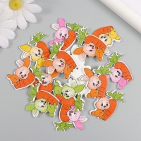 Пуговицы дерево для творчества 2 прокола "Зайчик с морковкой" набор 15 шт 3,3х3,7 см Пуговицы дерево для творчества 2 прокола "Зайчик с морковкой" набор 15 шт 3,3х3,7 см