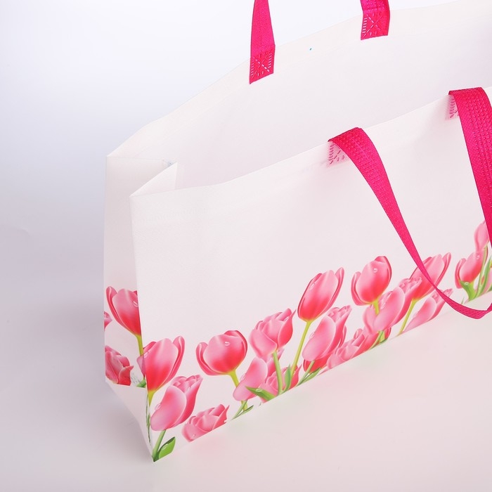 Сумка хозяйственная без застёжки, цвет белый/розовый Сумка хозяйственная без застёжки, цвет белый/розовый