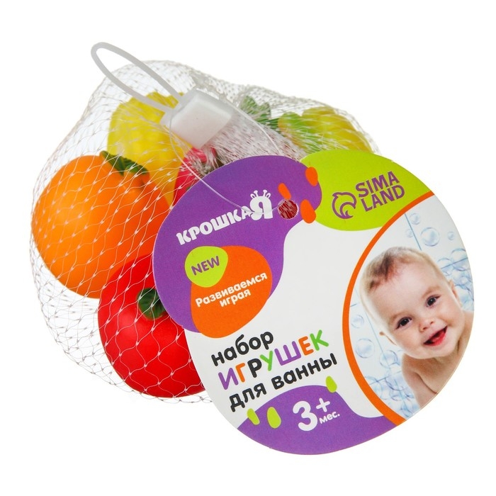 Набор резиновых игрушек для ванны &laquo;Фрукты&raquo;, 6 шт, виды МИКС, Крошка Я
