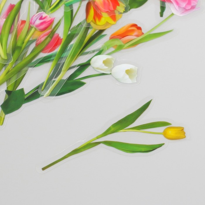 Наклейки для творчества пластик PVC "Тюльпаны" набор 40 шт 9х10.5 см