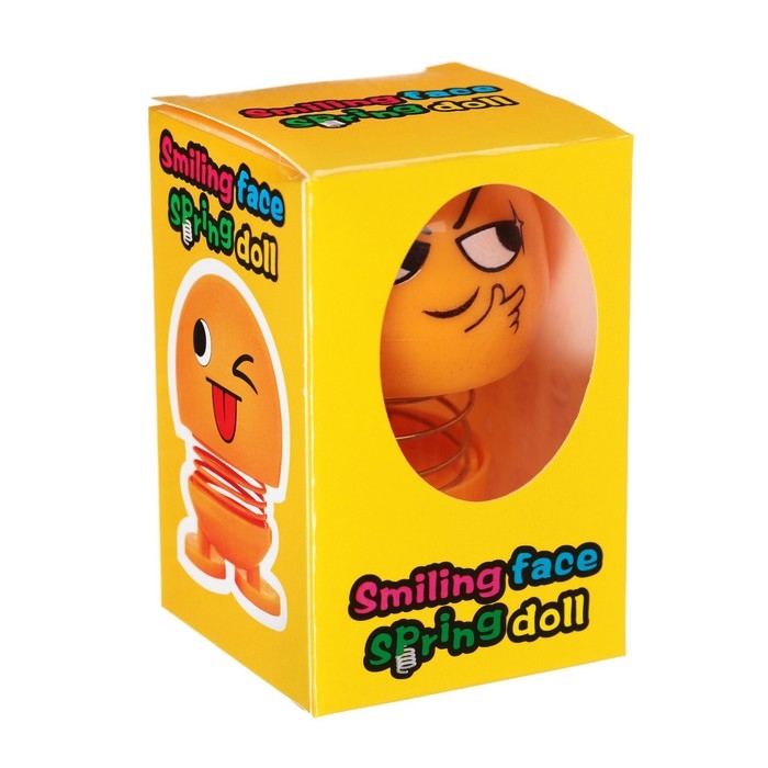 Смайл на пружинке, на панель в авто, хитрый, желтый Смайл на пружинке, на панель в авто, хитрый, желтый