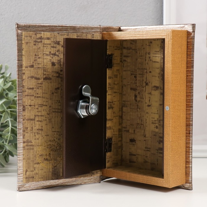 Сейф-книга дерево кожзам "Геральдическая лилия и корона" тиснение, под металл 20х12х4 см