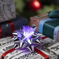 Светодиодная игрушка &laquo;Бант-звезда&raquo; 9 &times; 6 &times; 9 см, батарейки LR44х3 (в комплекте), свечение мульти, серебристая