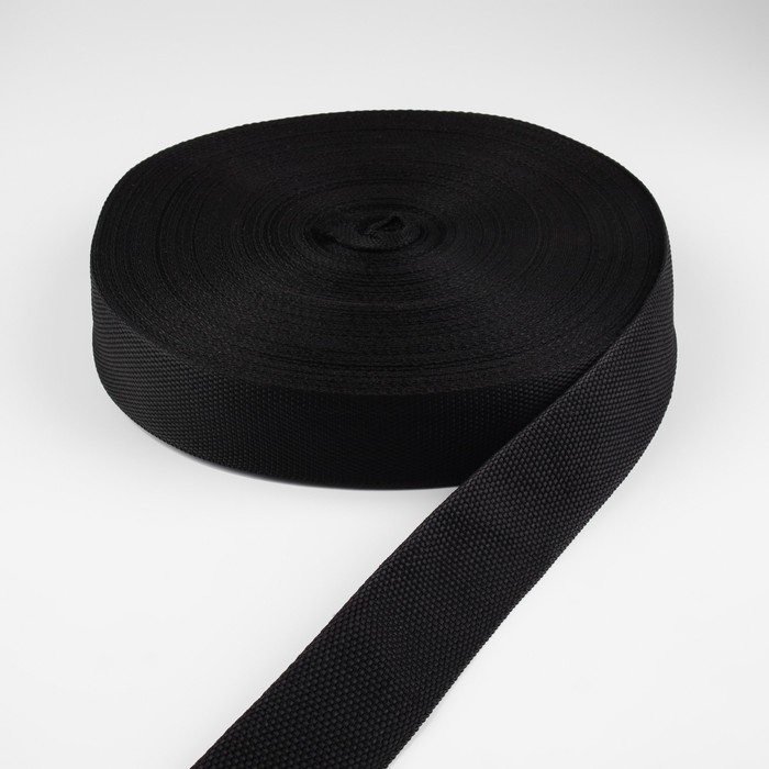 Стропа ременная, 40 мм, 50 ± 1 м, плотность 12 гр/м, цвет чёрный Стропа ременная, 40 мм, 50 ± 1 м, плотность 12 гр/м, цвет чёрный