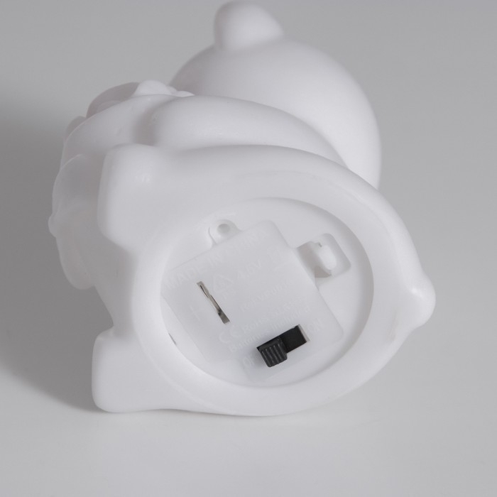 Ночник "Мишка с розой" 2Вт LED LR44 белый 4х5,5х7см