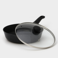 Сковорода Доляна &laquo;Элит&raquo;, d=26 см, съёмная ручка, стеклянная крышка, антипригарное покрытие