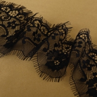 Кружево реснички, 75 мм &times; 9 &plusmn; 0,5 м, в бобине 3 шт по 3 м, цвет чёрный