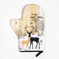 Набор кухонный &laquo;Все исполнит Новый Год" варежка-прихватка 20х28см, прихватка 19х19см,100%хл