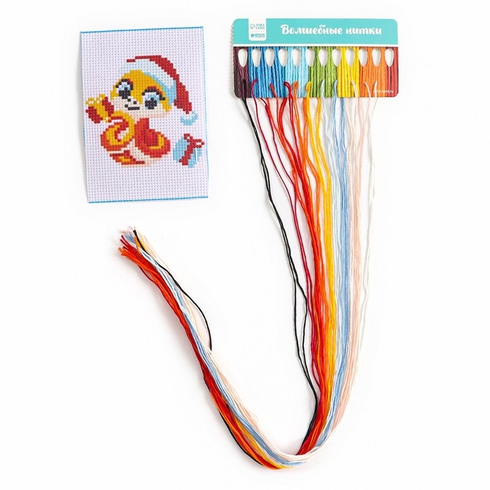 Вышивка крестиком на новый год &laquo;Змея с подарками&raquo;, 14 х 10 см, новогодний набор для творчества