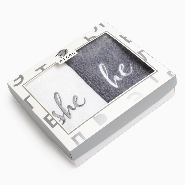 Набор полотенец Набор полотенец "She & He" 35х50 см-2 шт, 100% хлопок, 350 г/м2