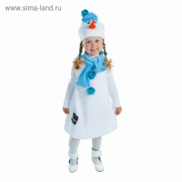 Карнавальный костюм &laquo;Снеговик с заплаткой&raquo;, велюр, рост 98 см, цвет белый