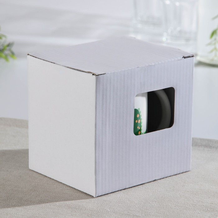 Кружка керамическая с крышкой и ложкой «Дино», 320 мл, рисунок МИКС Кружка керамическая с крышкой и ложкой «Дино», 320 мл, рисунок МИКС