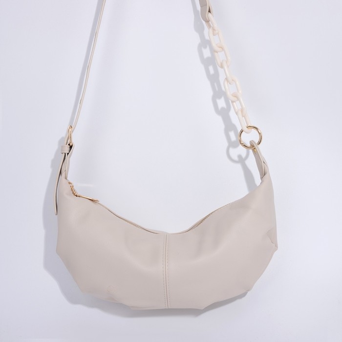 Сумка мешок, отдел на молнии, регулирующийся ремень, цвет молочный Сумка мешок, отдел на молнии, регулирующийся ремень, цвет молочный