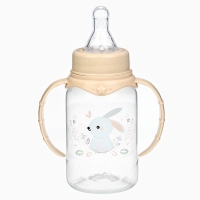 Бутылочка для кормления «Зайчик» 150 мл, цилиндр, с ручками, цвет бежевый Бутылочка для кормления «Зайчик» 150 мл, цилиндр, с ручками, цвет бежевый