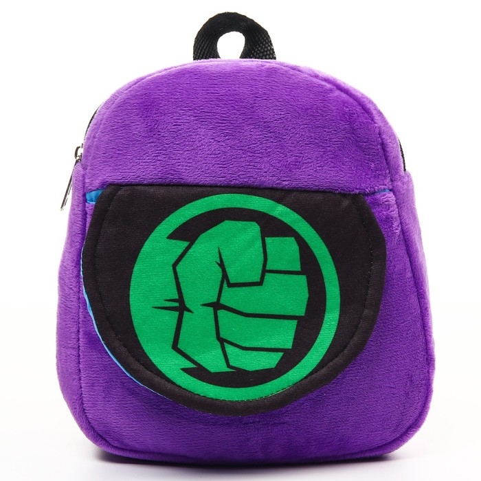 Рюкзак плюшевый на молнии, с карманом, 19 х 22 см Рюкзак плюшевый на молнии, с карманом, 19 х 22 см "Халк", Мстители