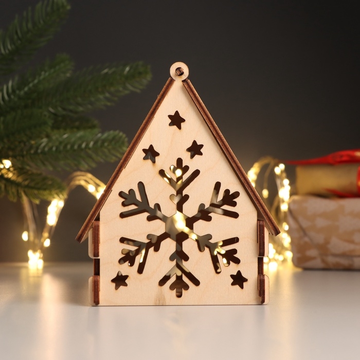 Новогодняя шкатулка-домик Новогодняя шкатулка-домик "Змейка, с новым годом" 12х10х13,5 см (набор 7 деталей)