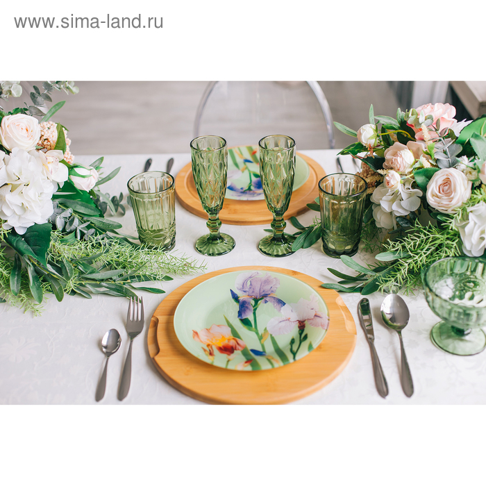 Набор стаканов стеклянных Magistro &laquo;Ла-Манш&raquo;, 350 мл, 8&times;12,5 см, 6 шт, цвет зелёный