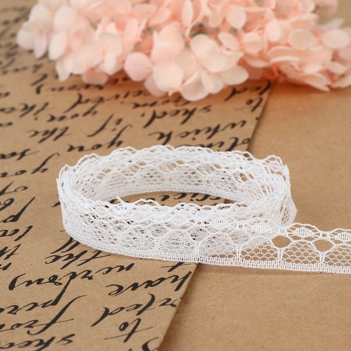 Кружево капроновое, 14 мм × 10 ± 1 м, цвет белый Кружево капроновое, 14 мм × 10 ± 1 м, цвет белый