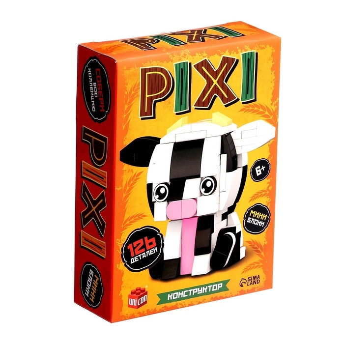 Конструктор «PIXI. Коровка», мини блоки, 126 деталей Конструктор «PIXI. Коровка», мини блоки, 126 деталей
