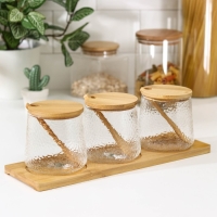 Банки стеклянные для хранения сыпучих продуктов &laquo;Троя&raquo;, 480 мл, с ложками