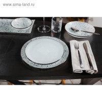 Тарелка стеклянная обеденная Magistro &laquo;Мрамор&raquo;, d=20 см, цвет белый