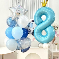 Шар фольгированный 40" «Цифра 8 с короной», цвет голубой Шар фольгированный 40" «Цифра 8 с короной», цвет голубой