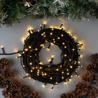 Гирлянда &laquo;Нить&raquo; 20 м, IP44, тёмная нить, 200 LED, свечение тёплое белое, 8 режимов, 220 В