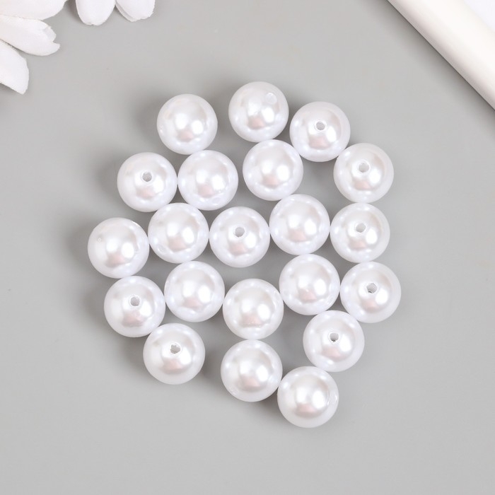 Бусины для творчества пластик "Жемчуг белый" d=1,6 см набор 500 гр