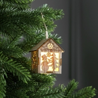 Ёлочная игрушка &laquo;Домик со снеговиком&raquo;, от батареек, свечение тёплое белое