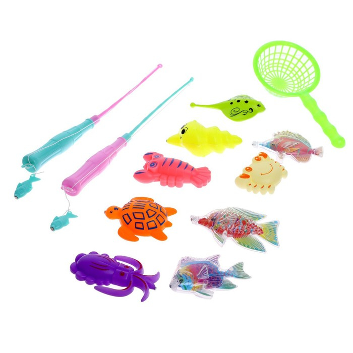 Рыбалка &laquo;Морские обитатели&raquo; 9 рыбок, 2 удочки, сачок