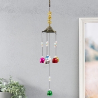 Музыка ветра металл "Три денежных жабы" 6 колокольчиков 55х8х8 см Музыка ветра металл "Три денежных жабы" 6 колокольчиков 55х8х8 см