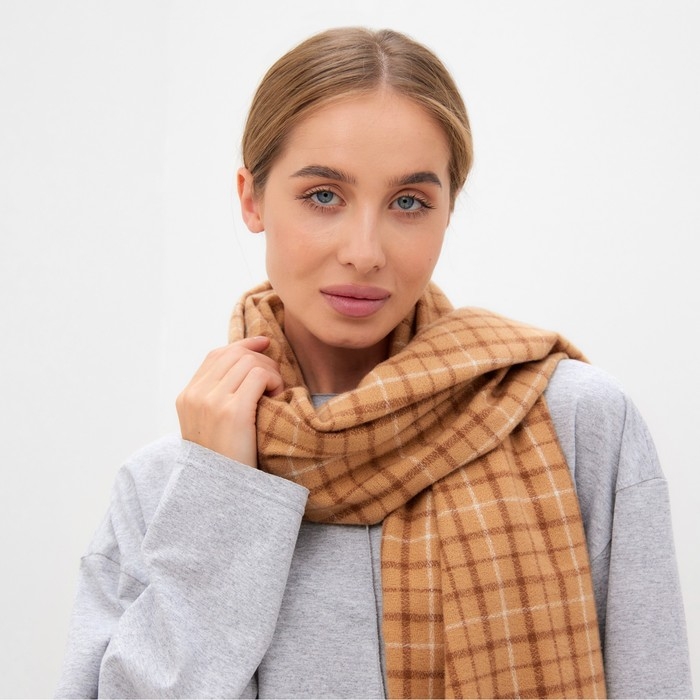 Шарф зимний с кистями MINAKU 65*180 + 8 см цвет бежевый Шарф зимний с кистями MINAKU 65*180 + 8 см цвет бежевый