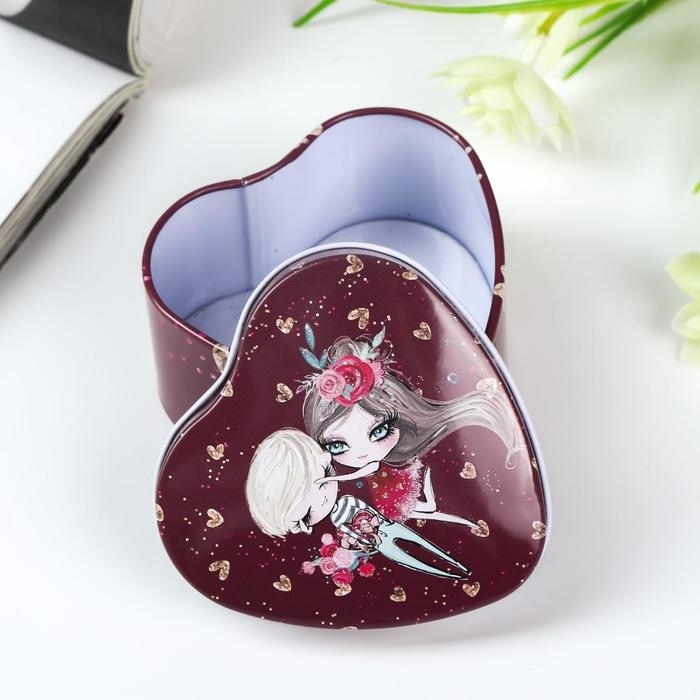 Шкатулка металл сердце Шкатулка металл сердце "Парочка на свидании" 4х7х7 см