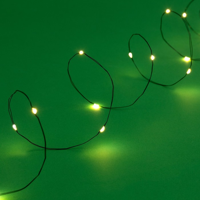 Гирлянда &laquo;Нить&raquo; 10 м роса, IP44, серебристая нить, 100 LED, свечение тёплое белое, 2 режима, солнечная батарея