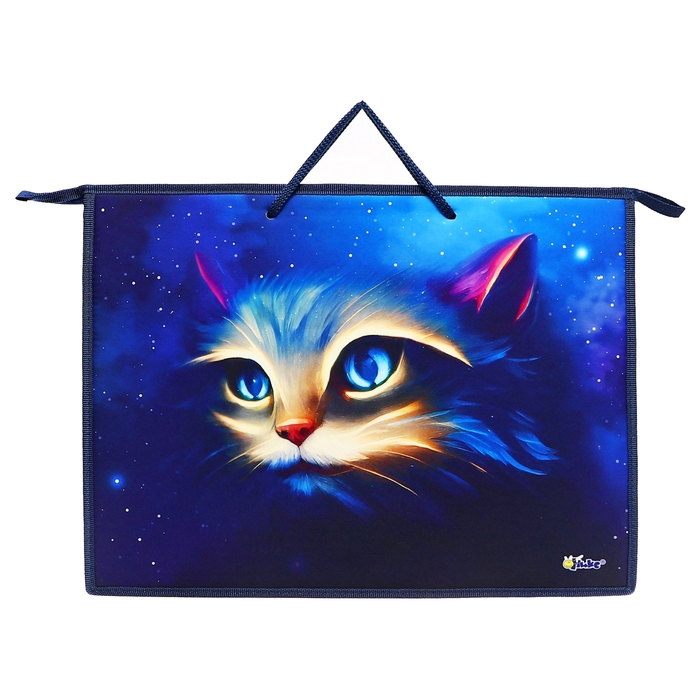 Папка для чертежей и рисунков А3 470x345x50 мм, с ручками, пластик/текстиль, молния сверху, ПР 3 -20, Папка для чертежей и рисунков А3 470x345x50 мм, с ручками, пластик/текстиль, молния сверху, ПР 3 -20, "Магия кота"