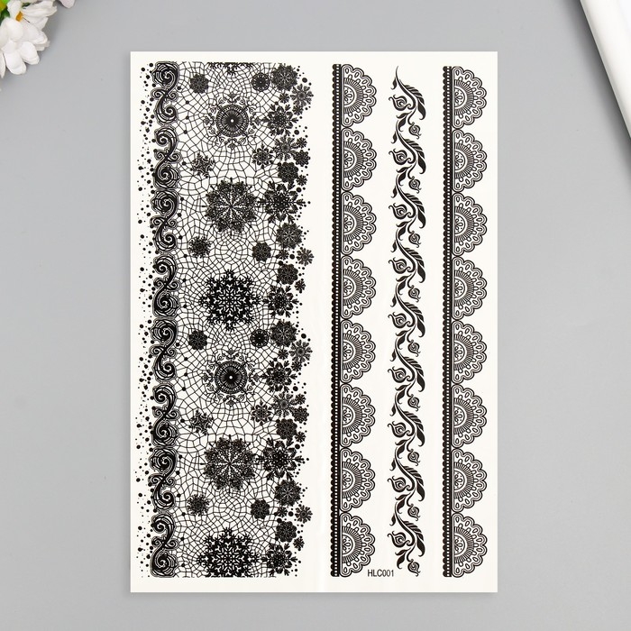 Татуировка на тело чёрная Татуировка на тело чёрная "Ажурные узоры" 25х15 см