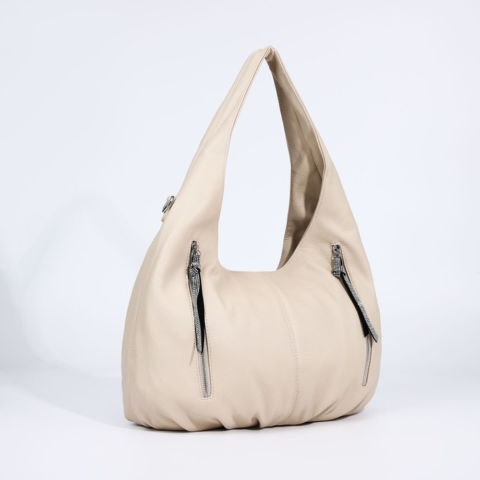 Сумка-мешок на молнии, 3 наружных кармана, цвет бежевый Сумка-мешок на молнии, 3 наружных кармана, цвет бежевый