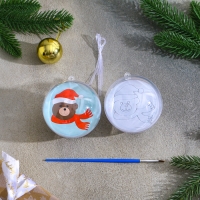 Ёлочное украшение под раскраску &laquo;Мишка&raquo; размер: 8 см; 2 шт., кисть