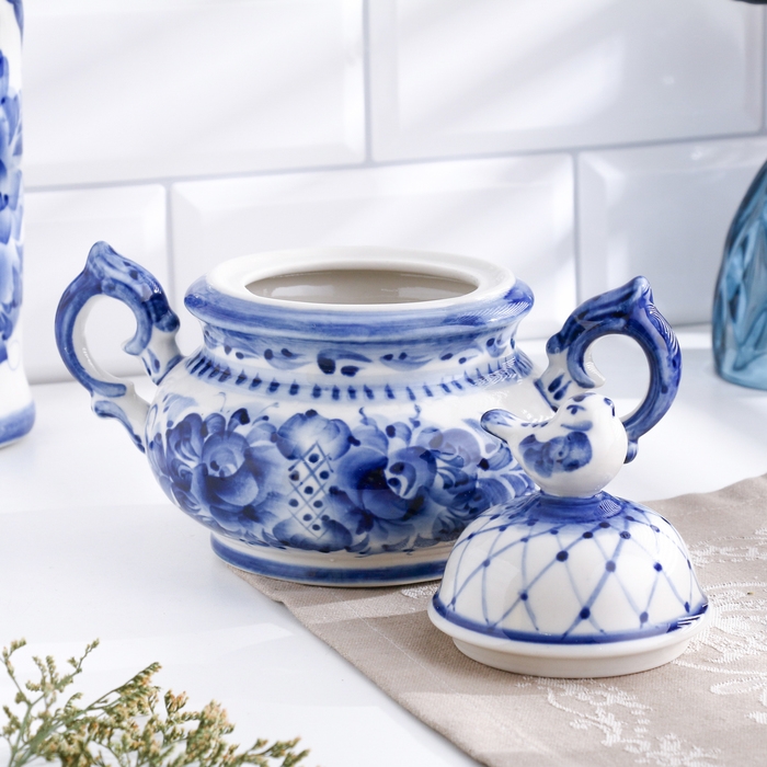 Сахарница Сахарница "Воробей", 16 х 21 см, гжель