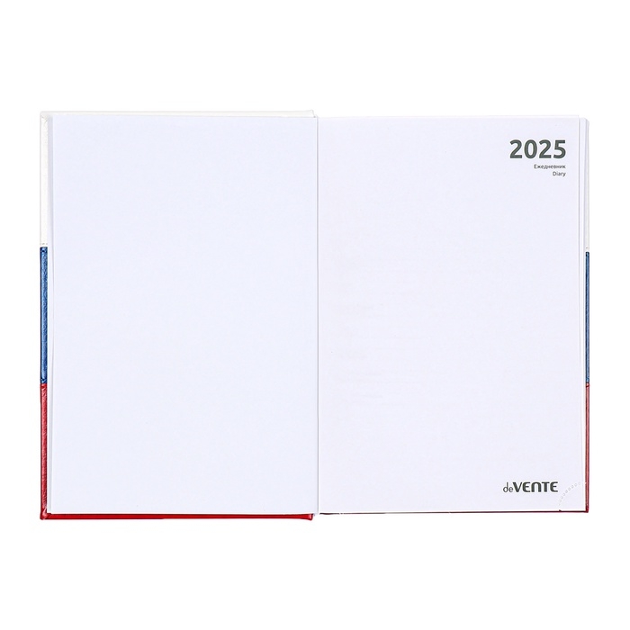 Ежедневник датированный 2025 года, deVENTE. Flag, A5 168 листов, твердая обложка кожзам с поролоном, тиснение фольгой, перфорация, ляссе, блок 70 г/м2