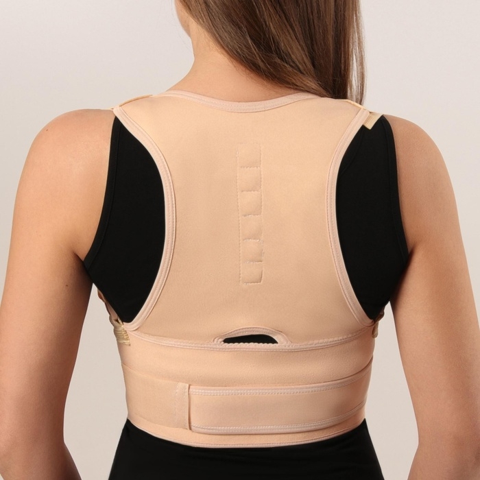 Массажёр - фиксатор для осанки и поясницы, на фастексах, размер M-L, цвет бежевый Массажёр - фиксатор для осанки и поясницы, на фастексах, размер M-L, цвет бежевый