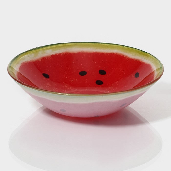 Салатник стеклянный Доляна &laquo;Сладкий арбуз&raquo;, 600 мл, 18,5&times;5 см, цвет красный