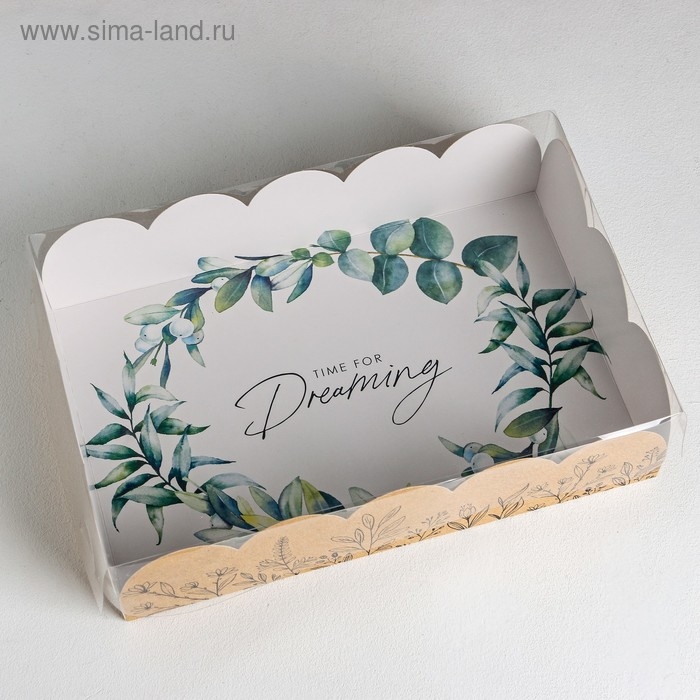 Коробка для печенья, кондитерская упаковка с PVC крышкой, &laquo;Крафт&raquo;, 20 х 30 х 8 см