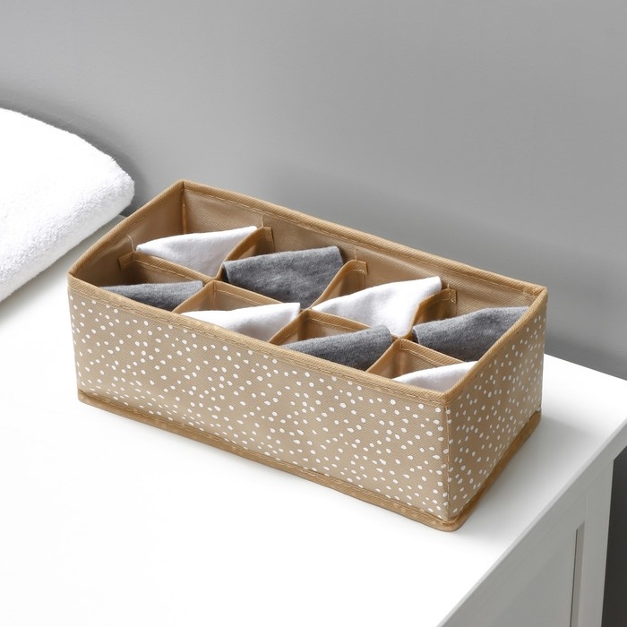 Органайзер для хранения белья Доляна Points, 8 ячеек, 28×14×10 см, цвет бежевый Органайзер для хранения белья Доляна Points, 8 ячеек, 28×14×10 см, цвет бежевый