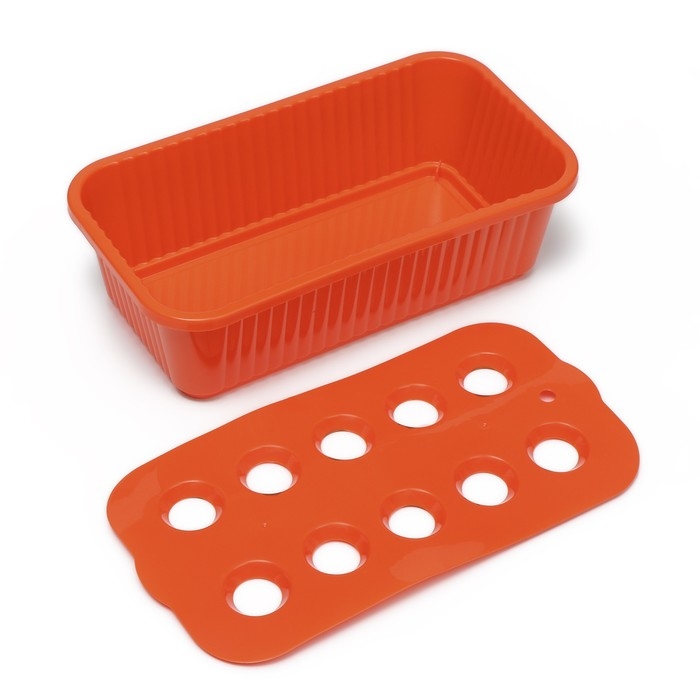 Ящик для выращивания зелёного лука, 29 × 16 × 8,5 см, 2,5 л, 10 лунок, пластик, оранжевый, Greengo Ящик для выращивания зелёного лука, 29 × 16 × 8,5 см, 2,5 л, 10 лунок, пластик, оранжевый, Greengo