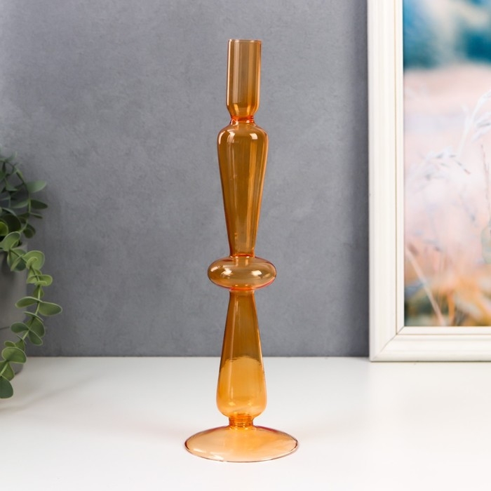 Подсвечник стекло на 1 свечу Подсвечник стекло на 1 свечу "Эльзас" прозрачный оранж 30х7,5х7,5 см
