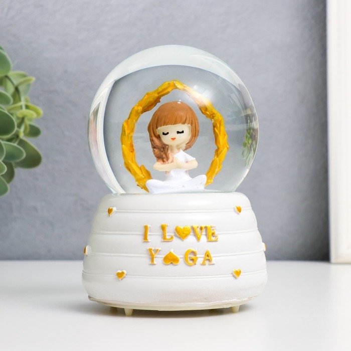 Сувенир полистоун водяной шар свет, музыка Сувенир полистоун водяной шар свет, музыка "Девочка занимается йогой" МИКС 12х8х8 см