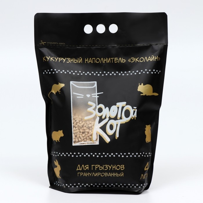 Наполнитель кукурузный Наполнитель кукурузный "Золотой кот" для грызунов, гранулированный, 4 л